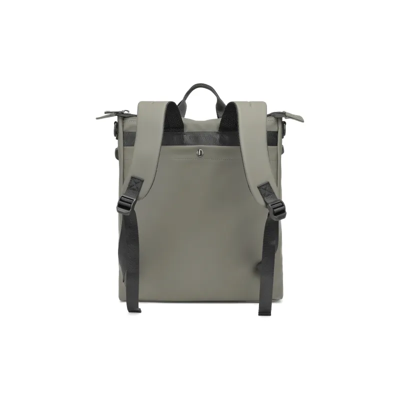 Slazenger Large Capacity Water-Repellent PU Backpack Unisex Vintage Gray/Khaki-2