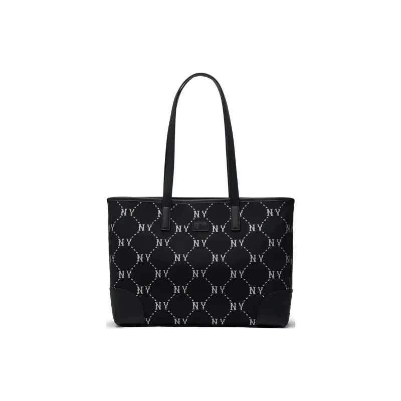 MLB Polyester Tote One Shoulder Handbag Student Backpack Unisex Black-3