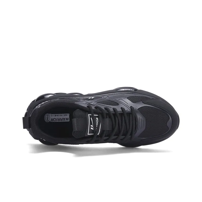 Warrior Cushioning Lightweight Height Increasing Low Top Casual Running Shoes Men's Black White-2