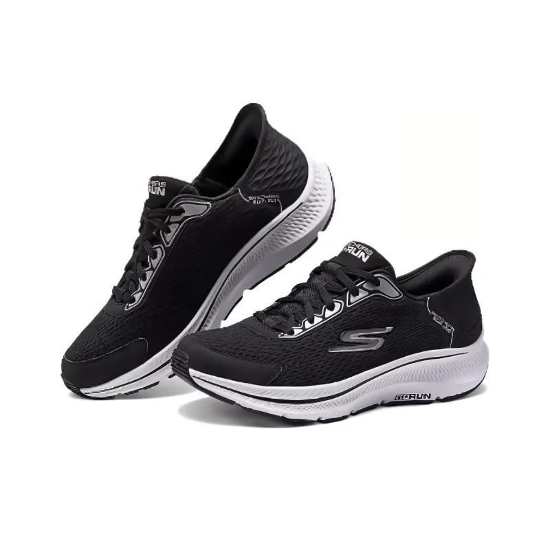 Skechers Cushioning Wear Resistant Low Top Running Shoes Men's Black White-1