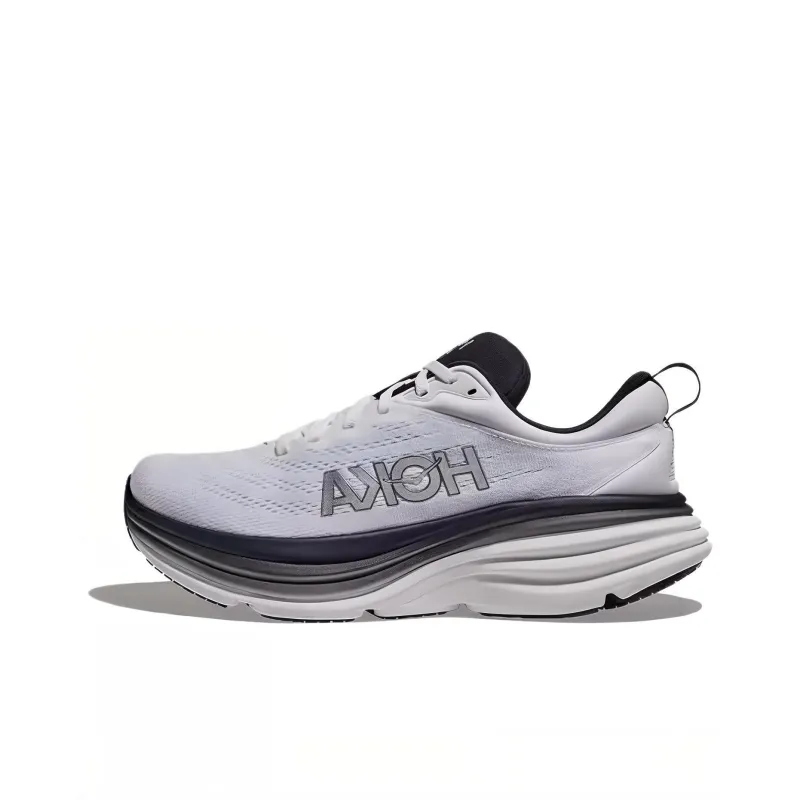 HOKA ONE ONE Bondi 8 Running Shoes Men Low Top Black White-0