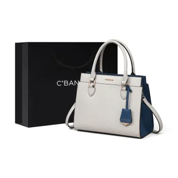 C°BANNER Cow Leather With Synthetic Leather Crossbody Bag, Handbag Regular Women's Beige White Blue