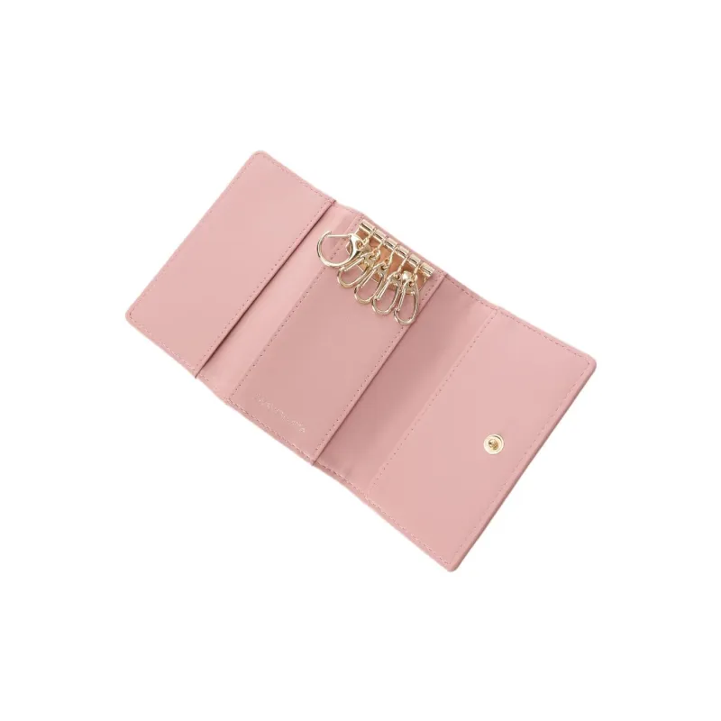 SAMANTHA THAVASA Cotton Synthetic Leather And Polyester Blend Key Pouch Women's Pink-4
