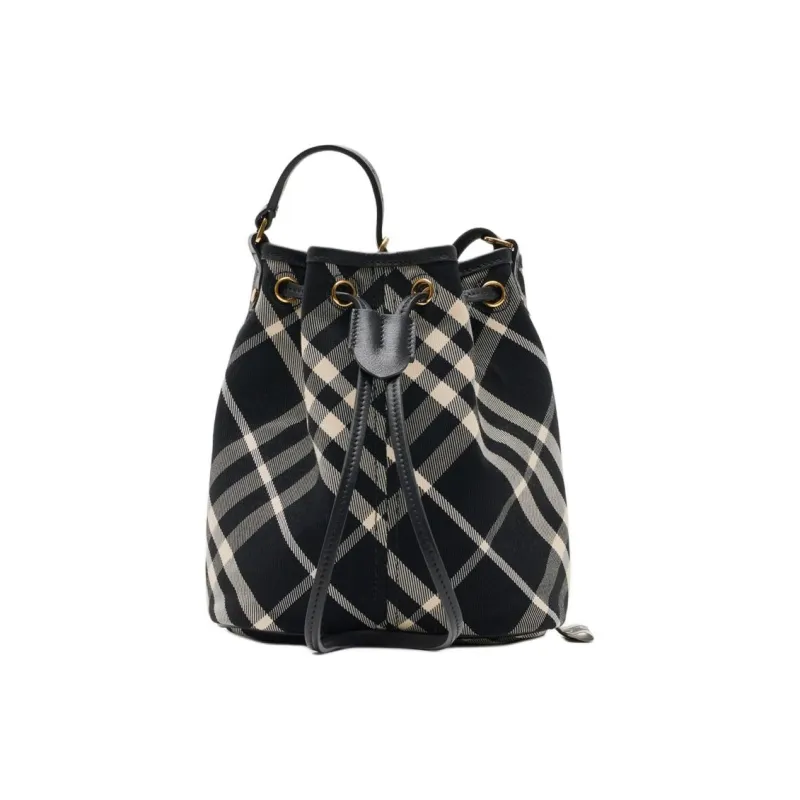 Burberry Calfskin With Cotton Twill And Printed Fabric Bucket Bags Shoulder Bag Crossbody Bag Mini Women's Black-0