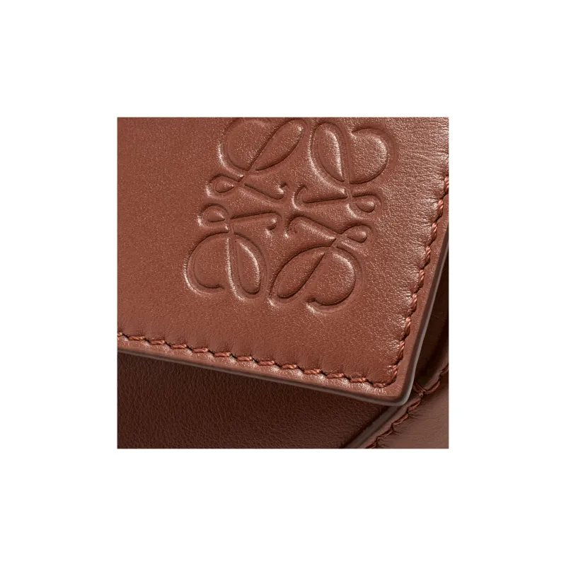 LOEWE Puzzle Shiny Calfskin Shoulder Bag Crossbody Bag Handbag Large Size Men's Brown-6