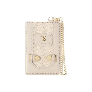 SAMANTHA THAVASA Cotton And Synthetic Leather Card Holder Women's White