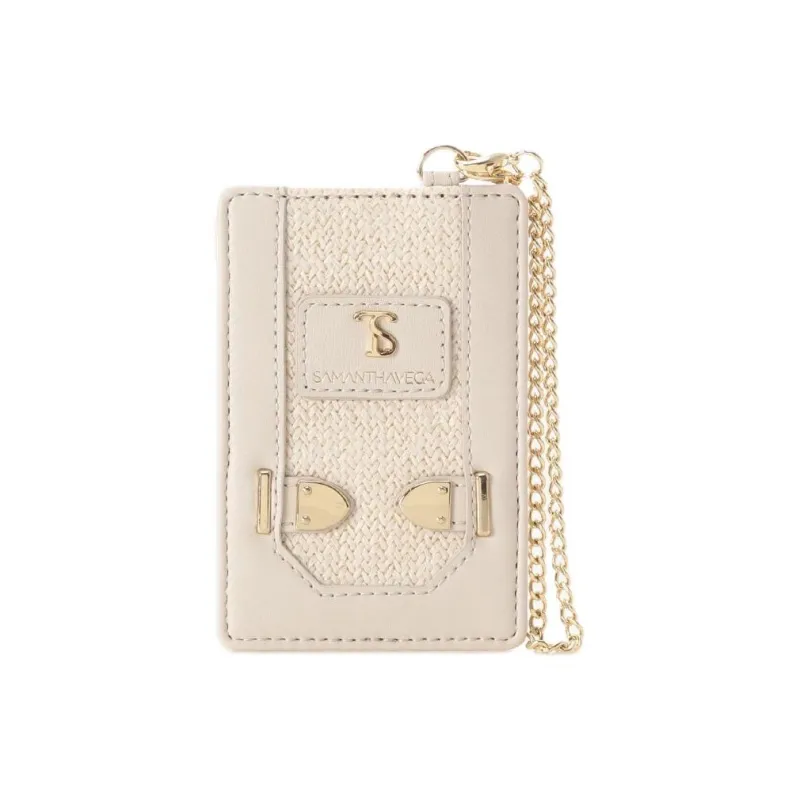 SAMANTHA THAVASA Cotton And Synthetic Leather Card Holder Women's White-0