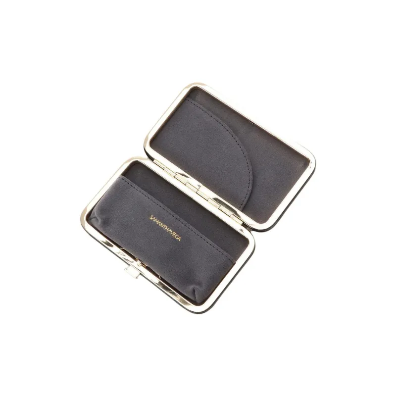 SAMANTHA THAVASA Synthetic Leather Card Holder Women's Black-4
