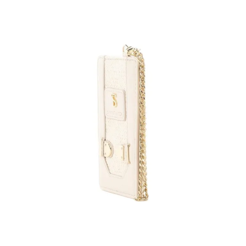 SAMANTHA THAVASA Cotton And Synthetic Leather Card Holder Women's White-2