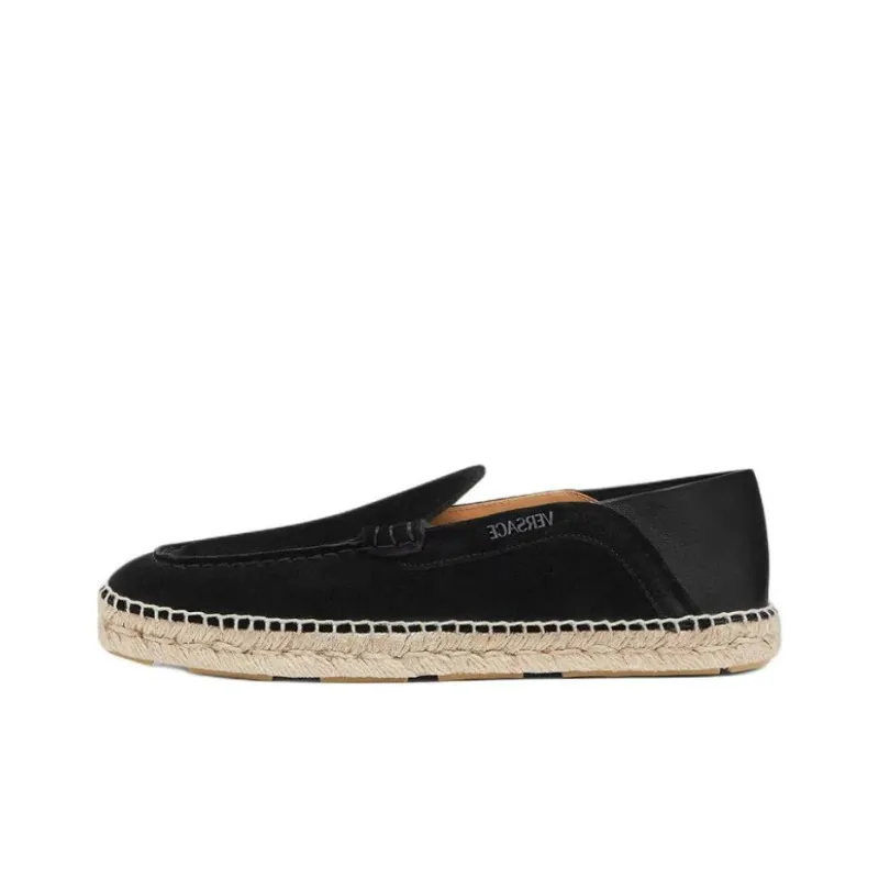 VERSACE Logo-print Suede Espadrilles-0