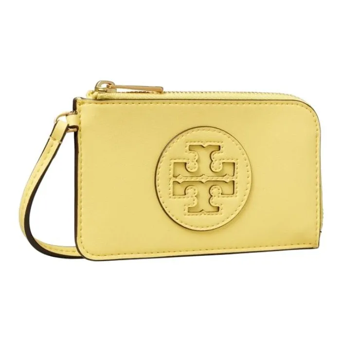 TORY BURCH Ella Leather Card Holder Women's Lemon-1