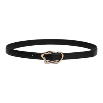 Other Stories Sculptural Geometry Styling Smooth Buckle Cow Leather Leather Belts Women's Black Width: 2CM