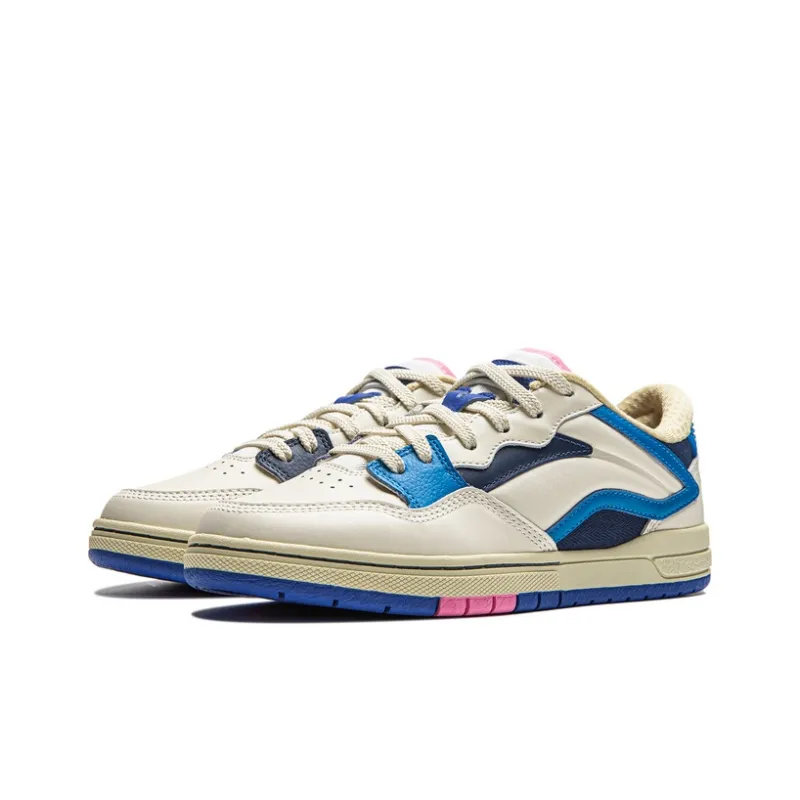 LiNing Anti-Slip Wear-Resistant Low-Top Skateboard Shoes Women's White Blue-2