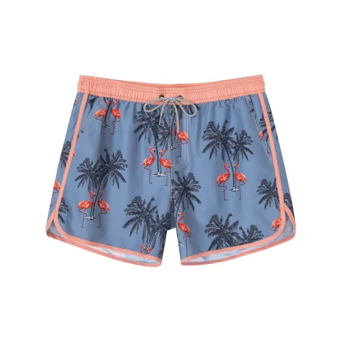 SURFCUZ Beach Shorts Men Flamingo Palm Tree