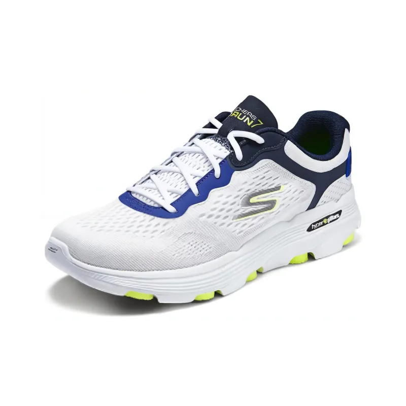 Skechers Cushioned Wear Resistant Breathable Rebound Low Top Casual Running Shoes Men's White Black Yellow-2