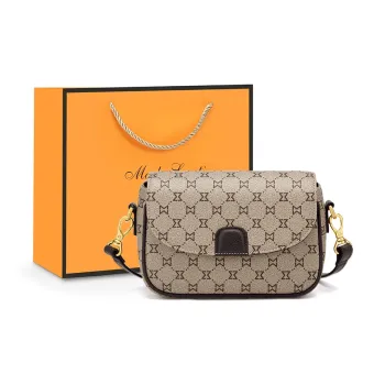 MashaLanti PVC Shoulder Bag Crossbody Bag Regular Unisex Coffee/Dark Brown & Apricot