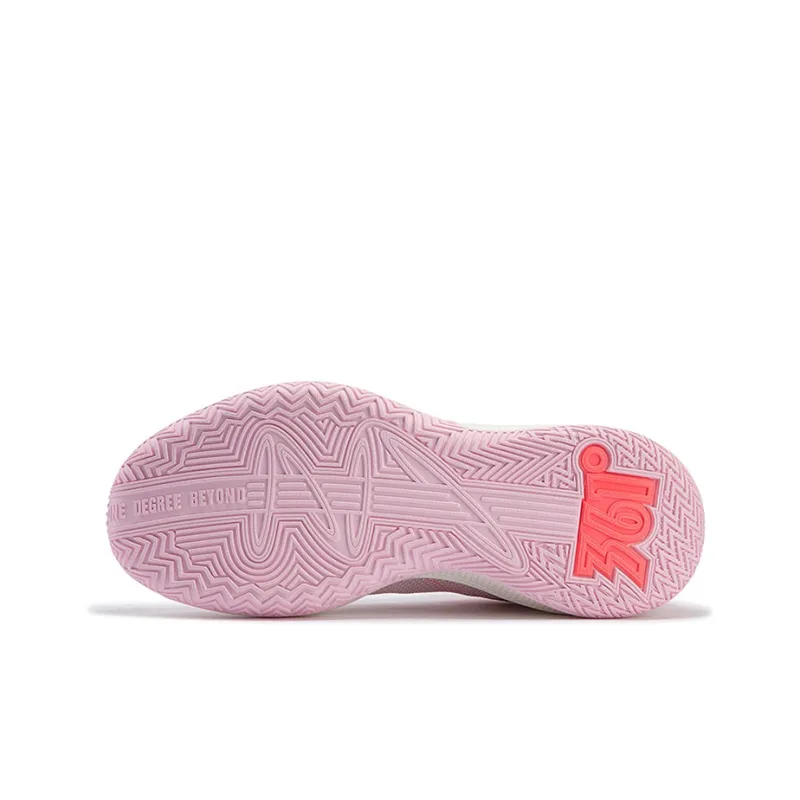 361° Big3 Team Cushioning Anti Slip Wear Resistant Breathability Low Top Basketball Shoes Men's White Pink-4