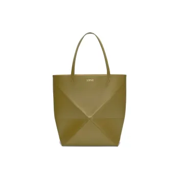 LOEWE Shiny Cow Leather Tote Bag, Shopping Bag, Shoulder Bag, Handbag Extra Large Men's Olive
