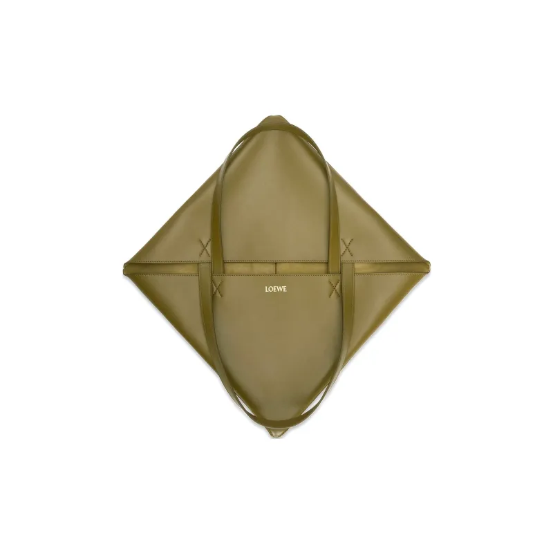 LOEWE Shiny Cow Leather Tote Bag, Shopping Bag, Shoulder Bag, Handbag Extra Large Men's Olive-4