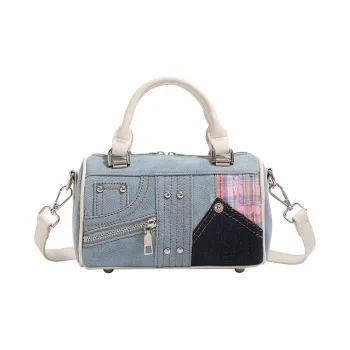 TTaG．baG Denim With Microfiber Leather Accents Shoulder Bag Regular Women's Blue