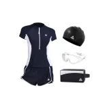 Black Swimsuit+Black Swimming Cap+White Swim Goggles+Swim Bag
