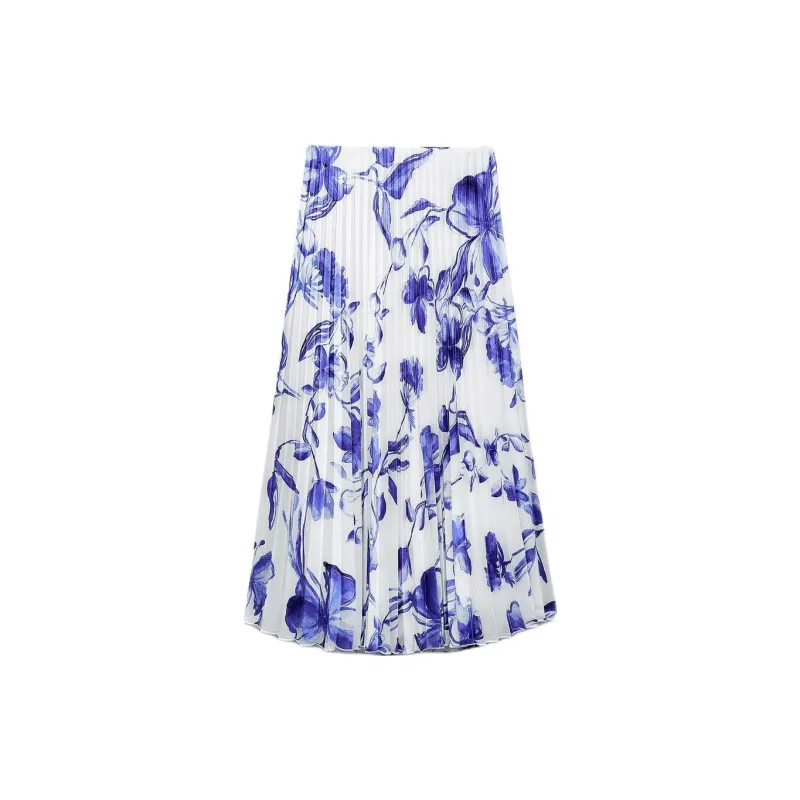 ZARA Casual Long Skirt Women's Blue-1