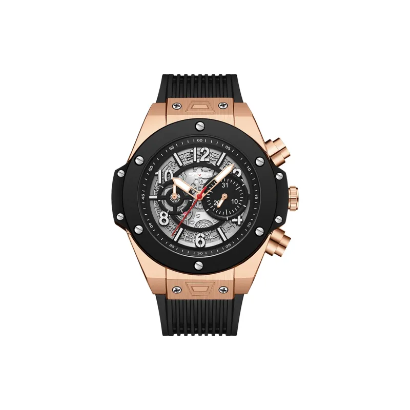 Sanda Automatic/Manual Mechanical Movement TPU Strap Watch Men's Watches Black Dial-9