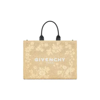 Givenchy G Tote Raffia With Viscose Tote Bag, Shopping Bag, Shoulder Bag, Handbag Medium Size Women's Natural