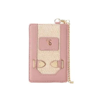 SAMANTHA THAVASA Cotton And Synthetic Leather Card Holder Regular Women's Pink