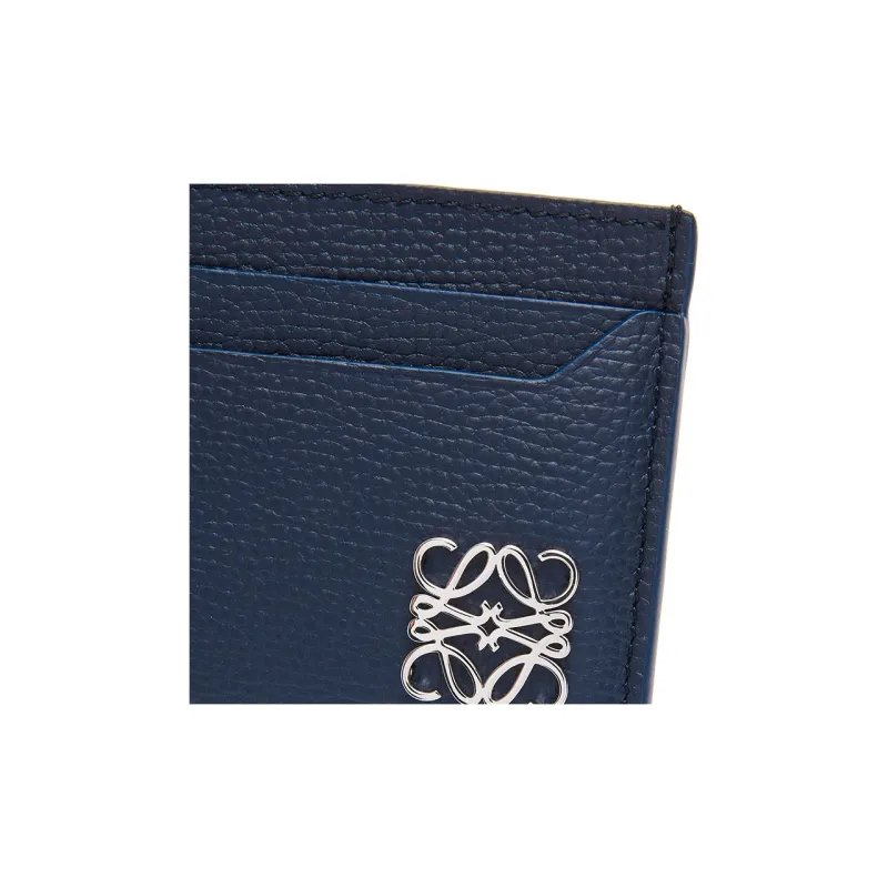 LOEWE Pebble Texture Cow Leather Card Holder Women's Dark Blue-3