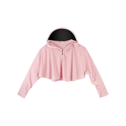 Flowers in water Sun Protection Clothing Women's Leather Pink