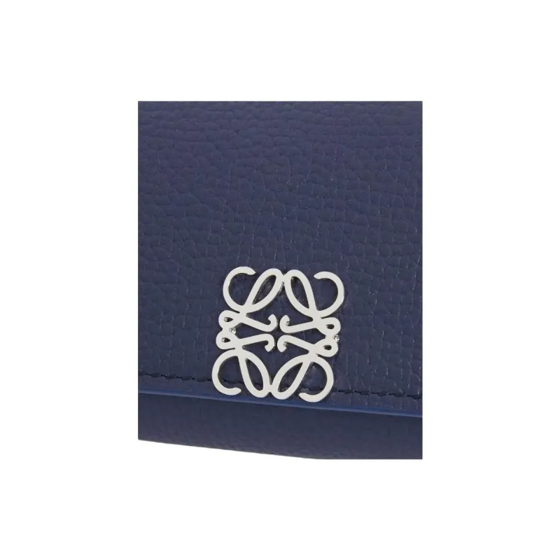 LOEWE Anagram Pebble Texture Calfskin Key Pouch Women's Dark Blue-4