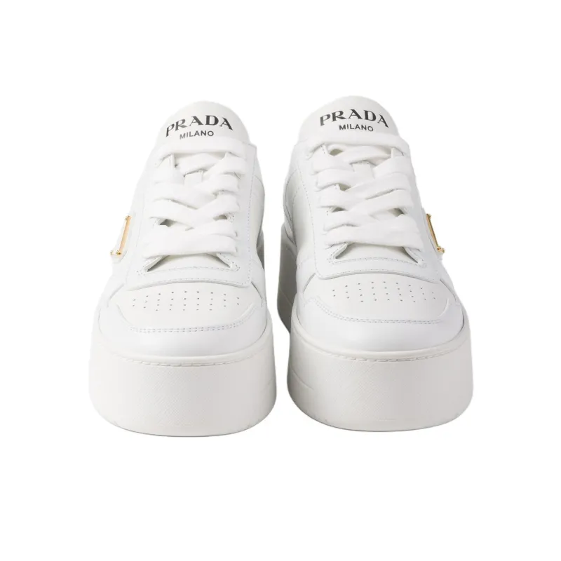 PRADA Downtown Bold Low Top Skateboard Shoes 5cm Women's White-5