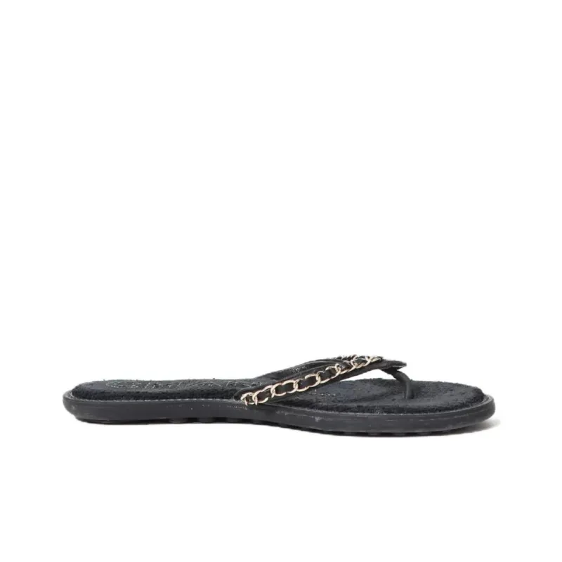 CHANEL Flip Flops Women's Black-1