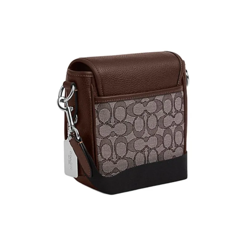 COACH Cow Leather With Fabric Shoulder Bag, Crossbody Bag Trumpets Men's Oak & Maple Brown-1