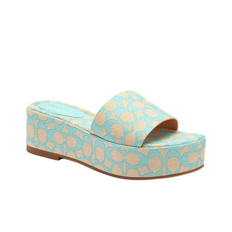 COACH Slide Slippers 5.5cm Women's Blue-2