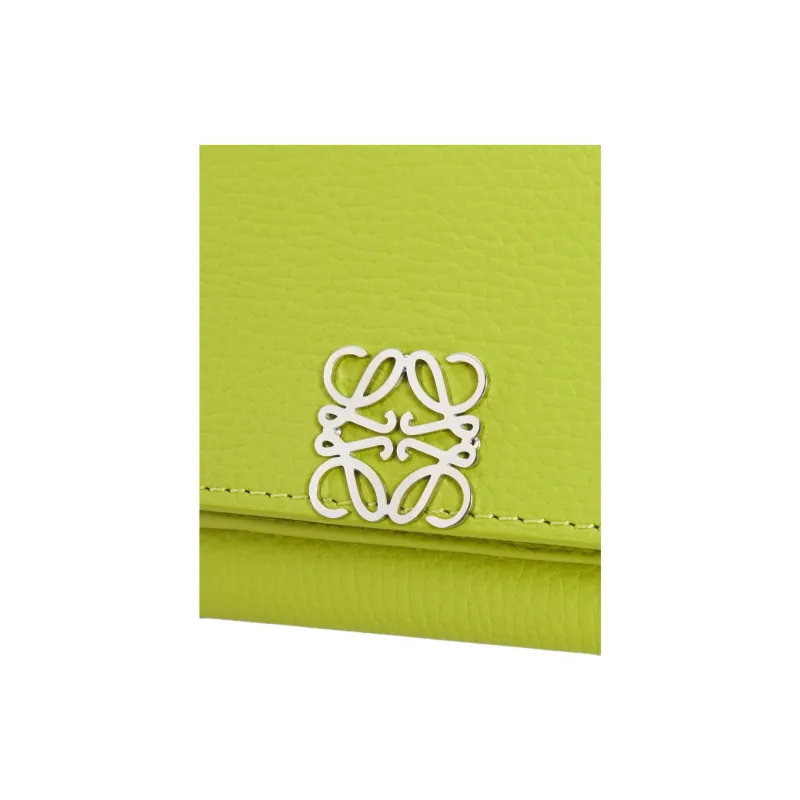 LOEWE Anagram Pebble Texture Calfskin Wallet Women's Pasture Green-5