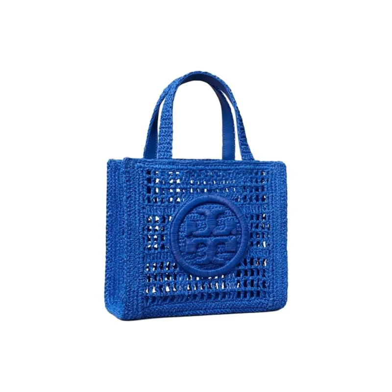 TORY BURCH Ella Raffia Tote Bag, Shopping Bag, Handbag Mini Women's Evening Blue-1
