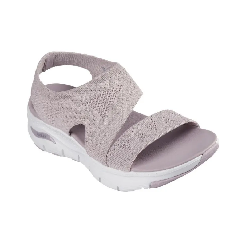 Skechers Arch Fit Strap Sandals Wedge Heel Women's Pink Brown-2