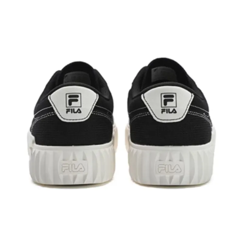 FILA Gear 1S Cookie Shoes Height Increasing Low Top Canvas Shoes Women's Black White-4