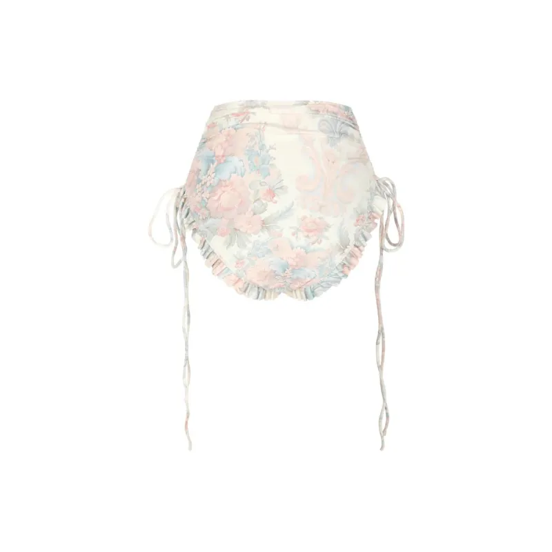 Selkie Collection SS24 Swimming Shorts Women's Light Apricot Base With Dazzling Macaron Print-1