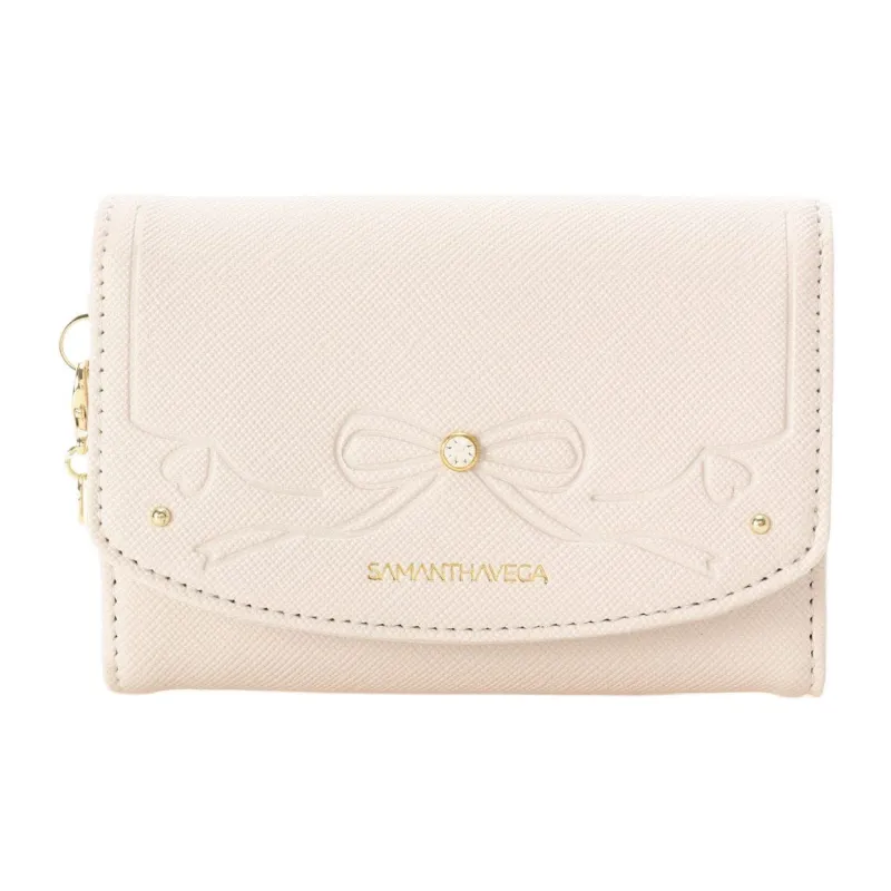 SAMANTHA THAVASA Synthetic Leather Card Holder Women's Ecru-1