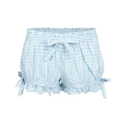 Selkie Swimming Shorts Women's Cyan And White Cool Summer Plaid Print