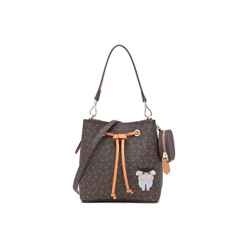 Why Artificial Leather Bucket Bag, Shoulder Bag, Crossbody Bag, Handbag Small Size Women's Coffee/Milk White