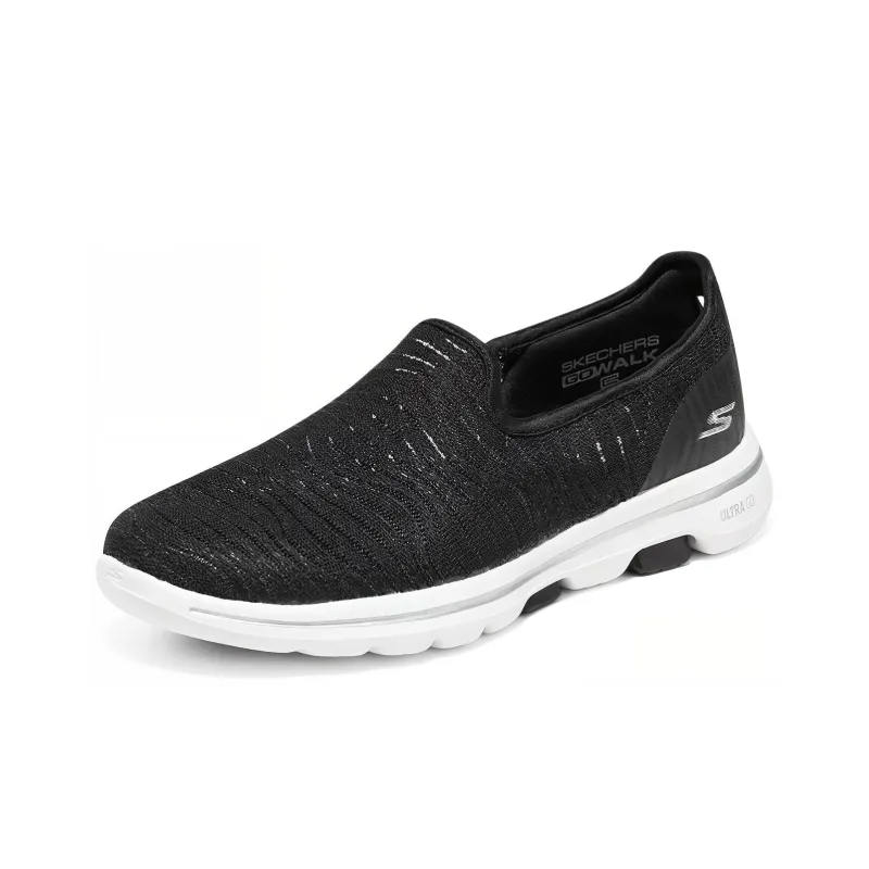 Skechers Go Walk 5 Anti Slip Wear Resistant Breathable Lightweight Low Top Casual Shoes Women's Black White-2