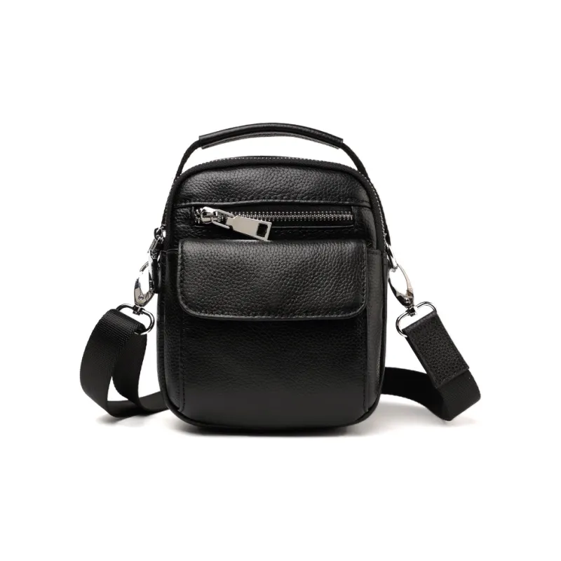 DOSRFINI Genuine Leather Shoulder Bag, Crossbody Bag, Handbag Men's Black-0