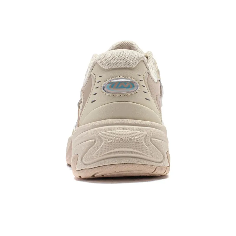 LiNing Tiger Whale Slip Resistant Low Top Casual Shoes Women's Beige-5