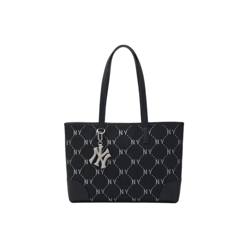 MLB Polyester Tote One Shoulder Handbag Student Backpack Unisex Black-0