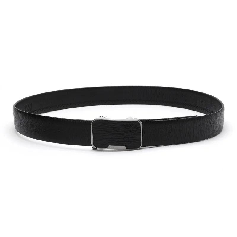 ELLE HOMME Automatic Buckle With Leather Steel Buckle Trendy Top Grain Cow Leather Belts Men's Black Width 3.7cm-7