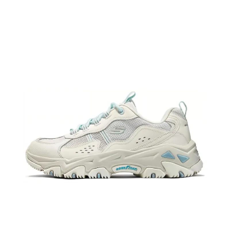 Skechers Cushioning Wear Resistant Low Top Chunky Sneakers Women's White Green-0